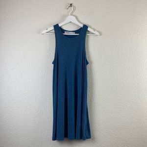 Free People BEACH blue color fine ribbed tank mini dress size medium.